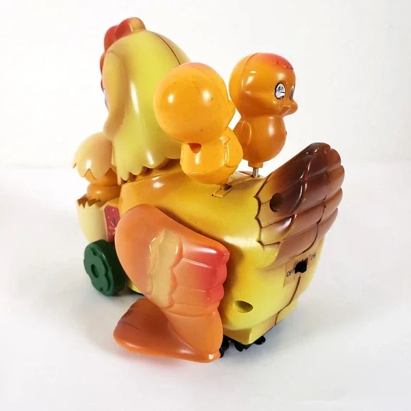 Vintage Russ Chick and Rooster Toy Musical Bobbing "Its a Small World" Battery